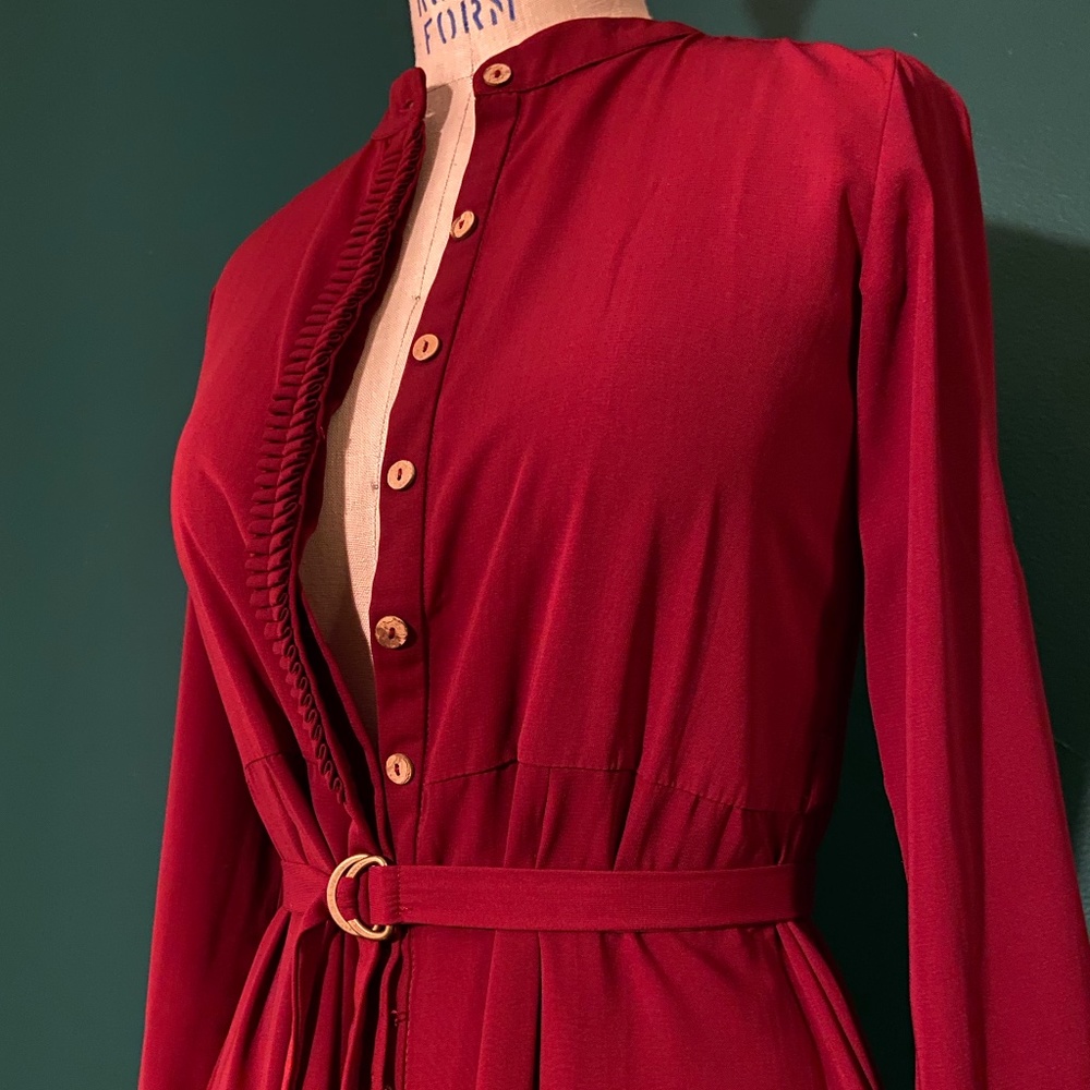Burgundy long sleeve, chiffon dress